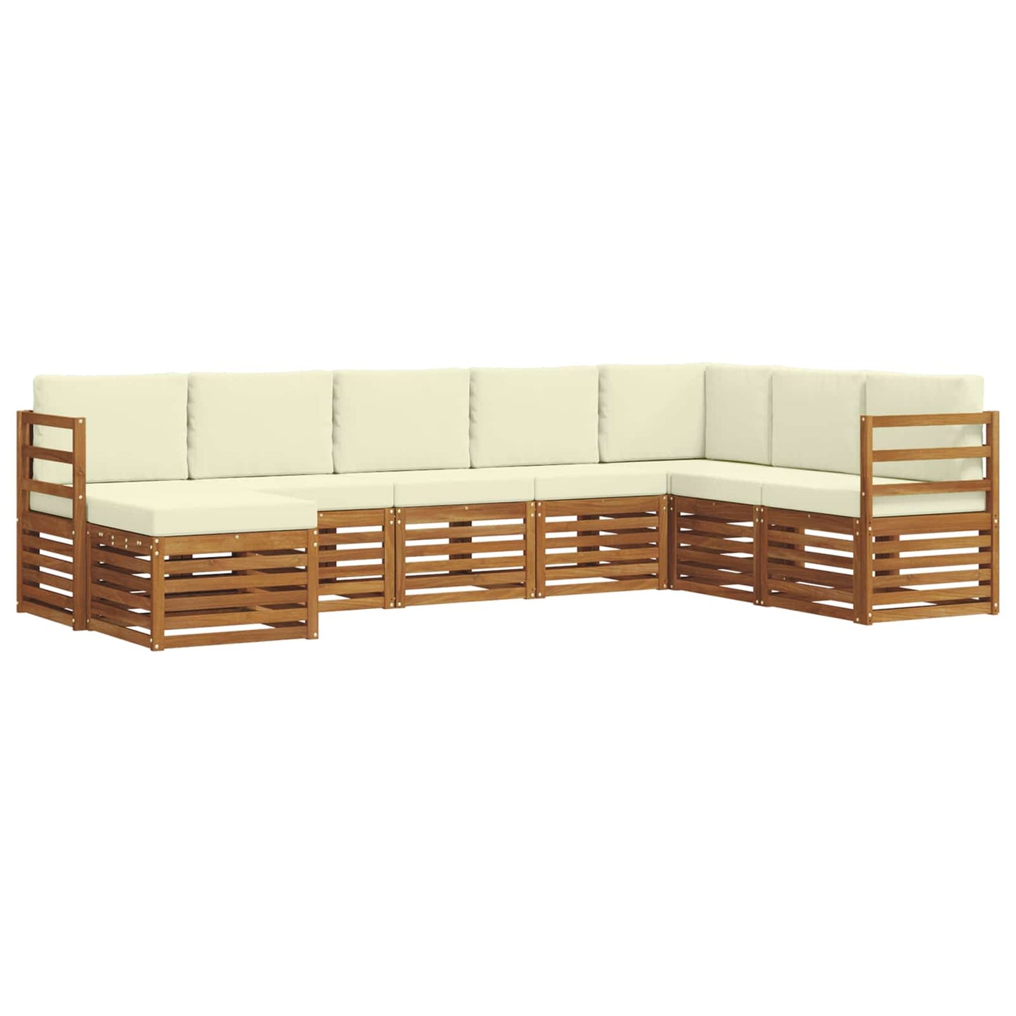 Set divani 8 pcs Naturale e Crema Legno di Acacia Massello