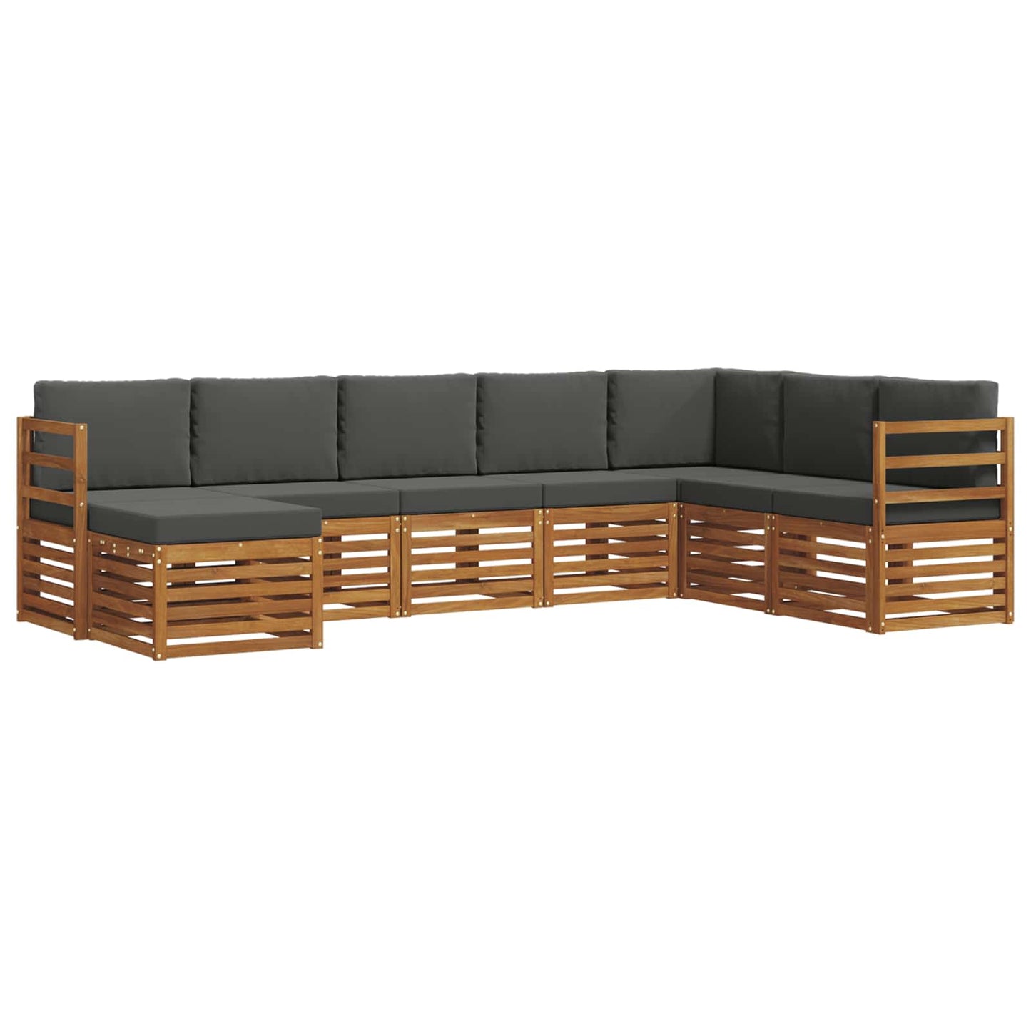 Set divani 8 pcs Naturale e Antracite Legno di Acacia Massello