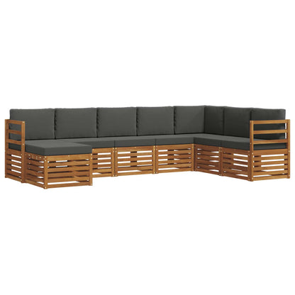 Set divani 8 pcs Naturale e Antracite Legno di Acacia Massello