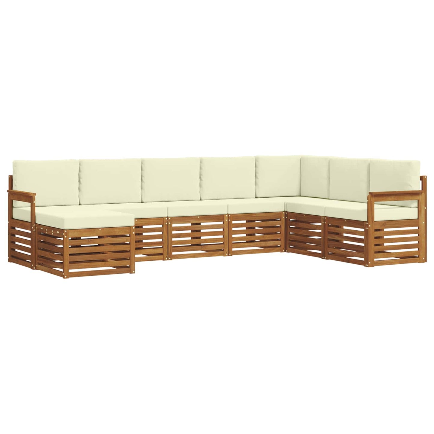 Set divani 8 pcs Naturale e Crema Legno di Acacia Massello