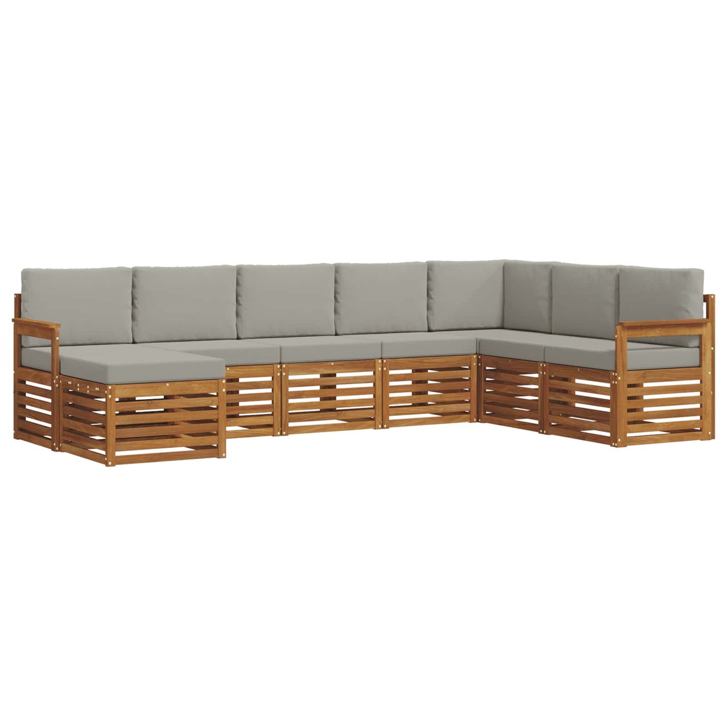 Set divani con cuscino 8 pcs Grigio Naturale e Chiaro