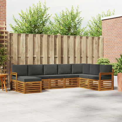 Set divani 8 pcs Naturale e Antracite Legno di Acacia Massello