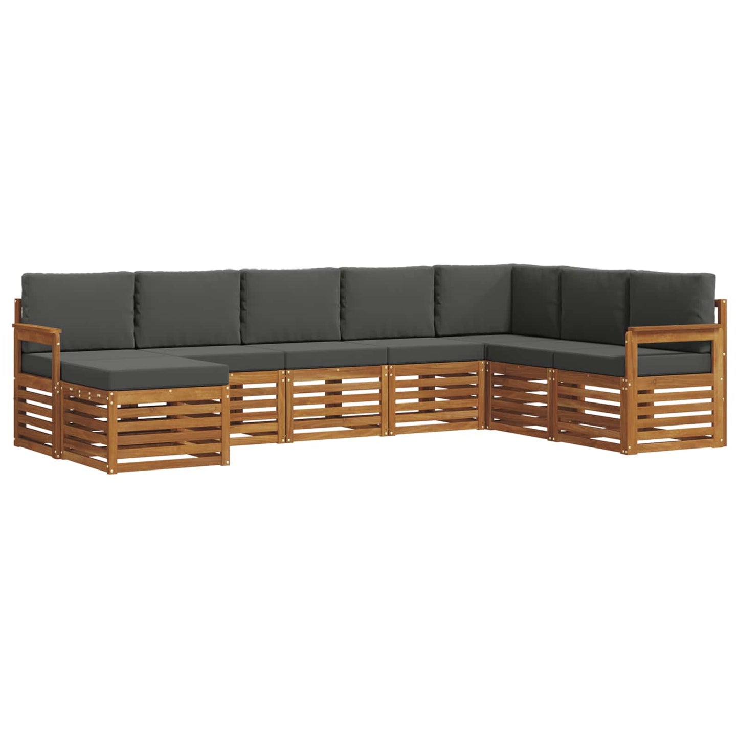 Set divani 8 pcs Naturale e Antracite Legno di Acacia Massello