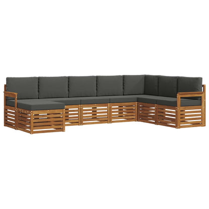 Set divani 8 pcs Naturale e Antracite Legno di Acacia Massello