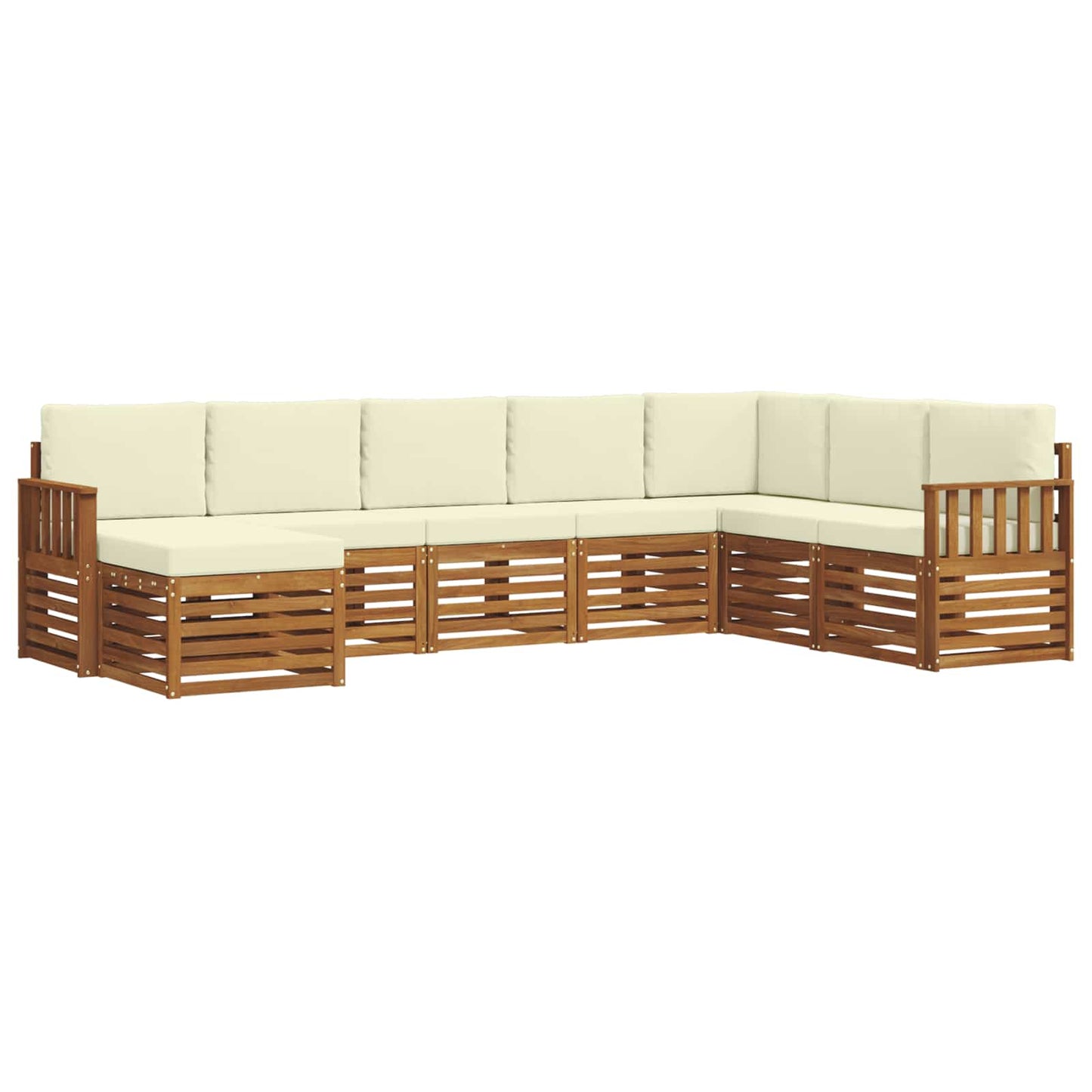 Set divani 8 pcs Naturale e Crema Legno di Acacia Massello