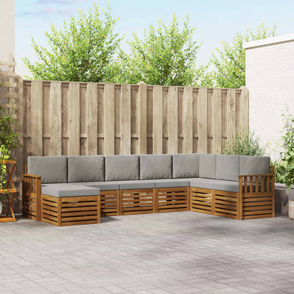Set divani con cuscino 8 pcs Grigio Naturale e Chiaro
