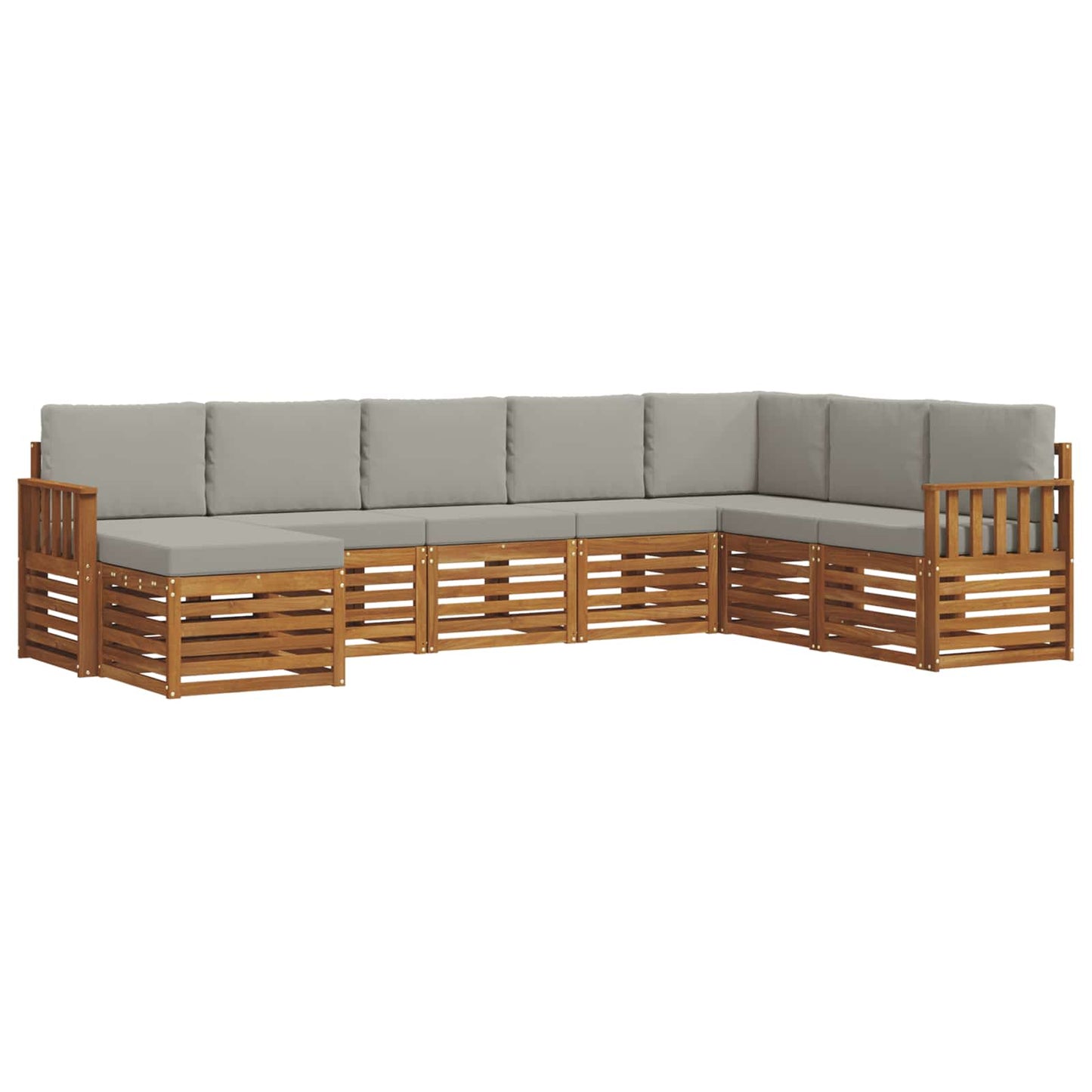 Set divani con cuscino 8 pcs Grigio Naturale e Chiaro