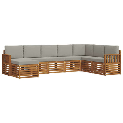 Set divani con cuscino 8 pcs Grigio Naturale e Chiaro