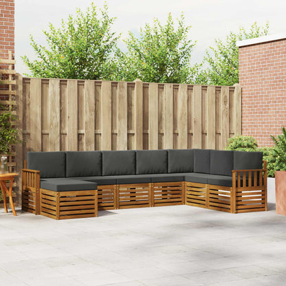 Set divani 8 pcs Naturale e Antracite Legno di Acacia Massello