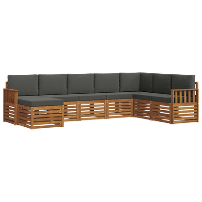 Set divani 8 pcs Naturale e Antracite Legno di Acacia Massello