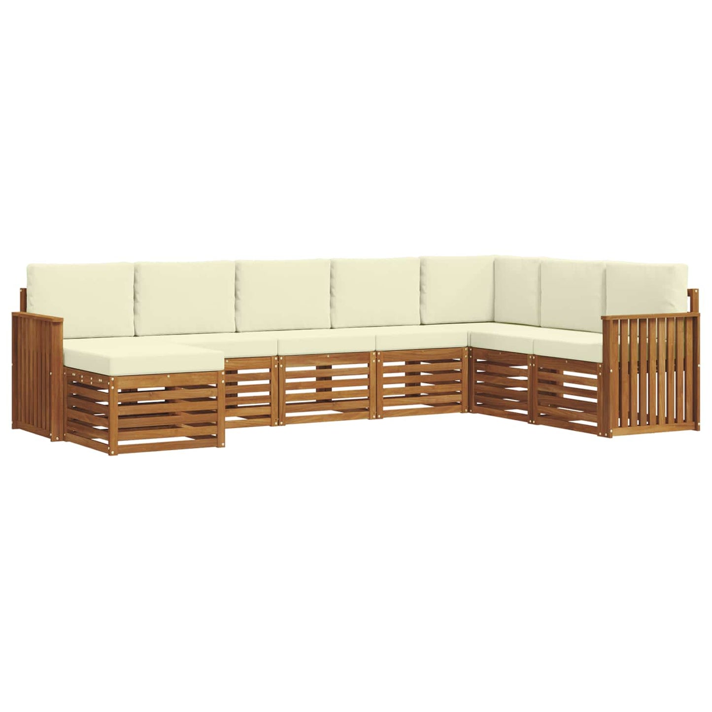 Set divani 8 pcs Naturale e Crema Legno di Acacia Massello