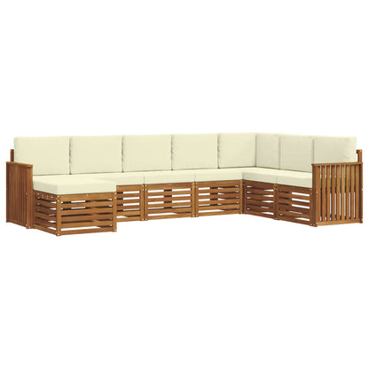 Set divani 8 pcs Naturale e Crema Legno di Acacia Massello