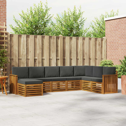 Set divani 8 pcs Naturale e Antracite Legno di Acacia Massello