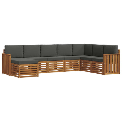 Set divani 8 pcs Naturale e Antracite Legno di Acacia Massello
