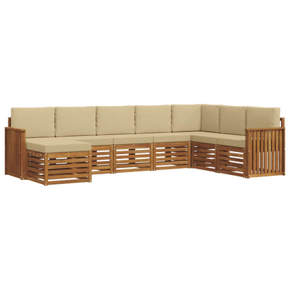 Set divani 8 pcs Naturale e Beige Legno di Acacia Massello