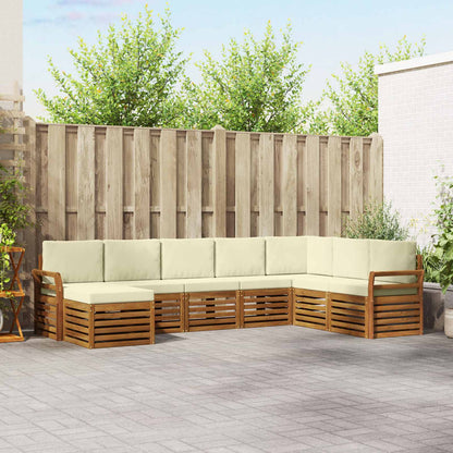 Set divani 8 pcs Naturale e Crema Legno di Acacia Massello