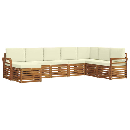 Set divani 8 pcs Naturale e Crema Legno di Acacia Massello