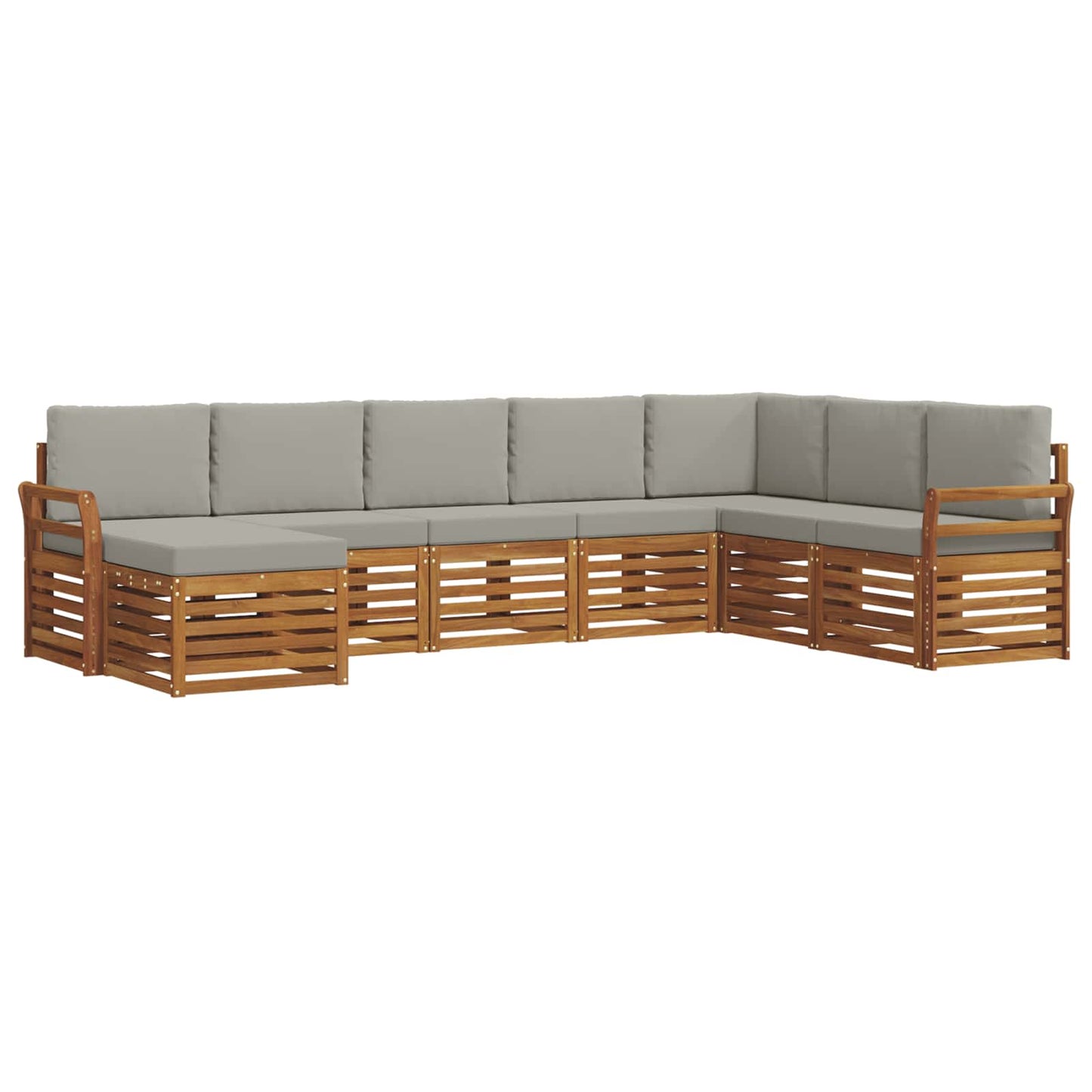 Set divani con cuscino 8 pcs Grigio Naturale e Chiaro