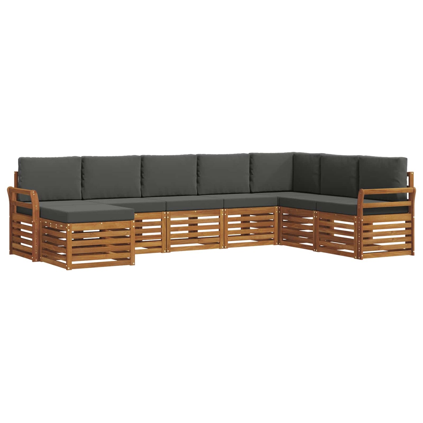 Set divani 8 pcs Naturale e Antracite Legno di Acacia Massello