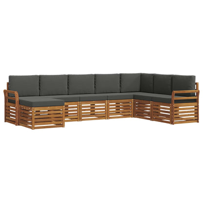 Set divani 8 pcs Naturale e Antracite Legno di Acacia Massello