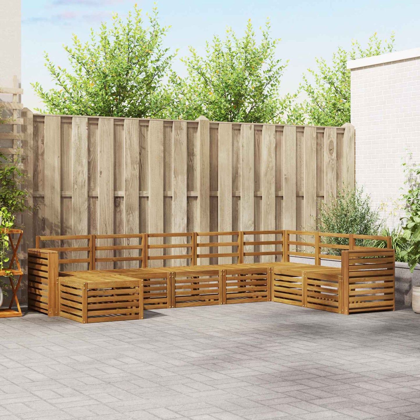 Set divani 8 pcs Naturale Legno di Acacia Massello