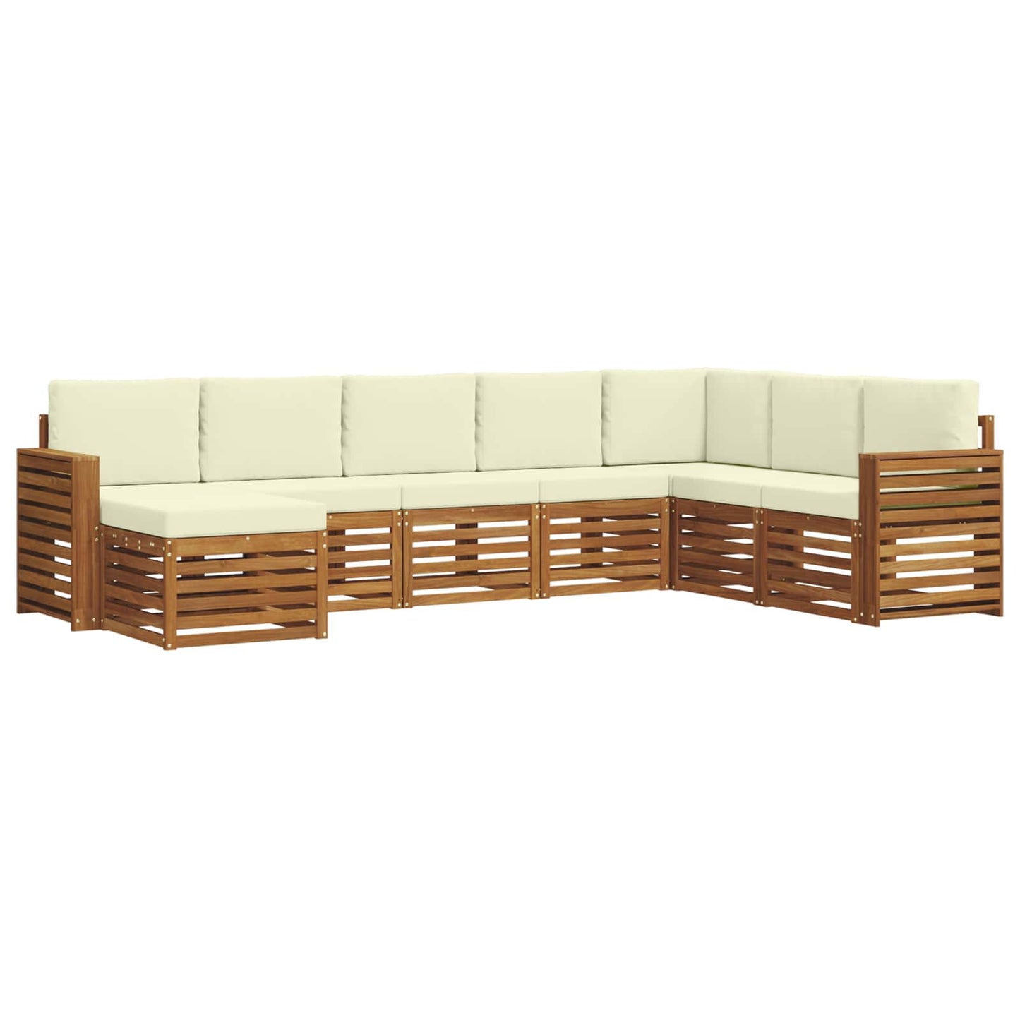 Set divani 8 pcs Naturale e Crema Legno di Acacia Massello