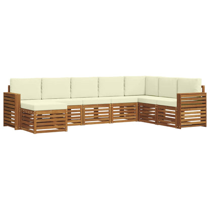 Set divani 8 pcs Naturale e Crema Legno di Acacia Massello