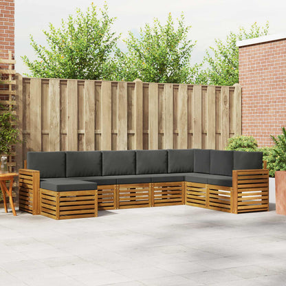 Set divani 8 pcs Naturale e Antracite Legno di Acacia Massello