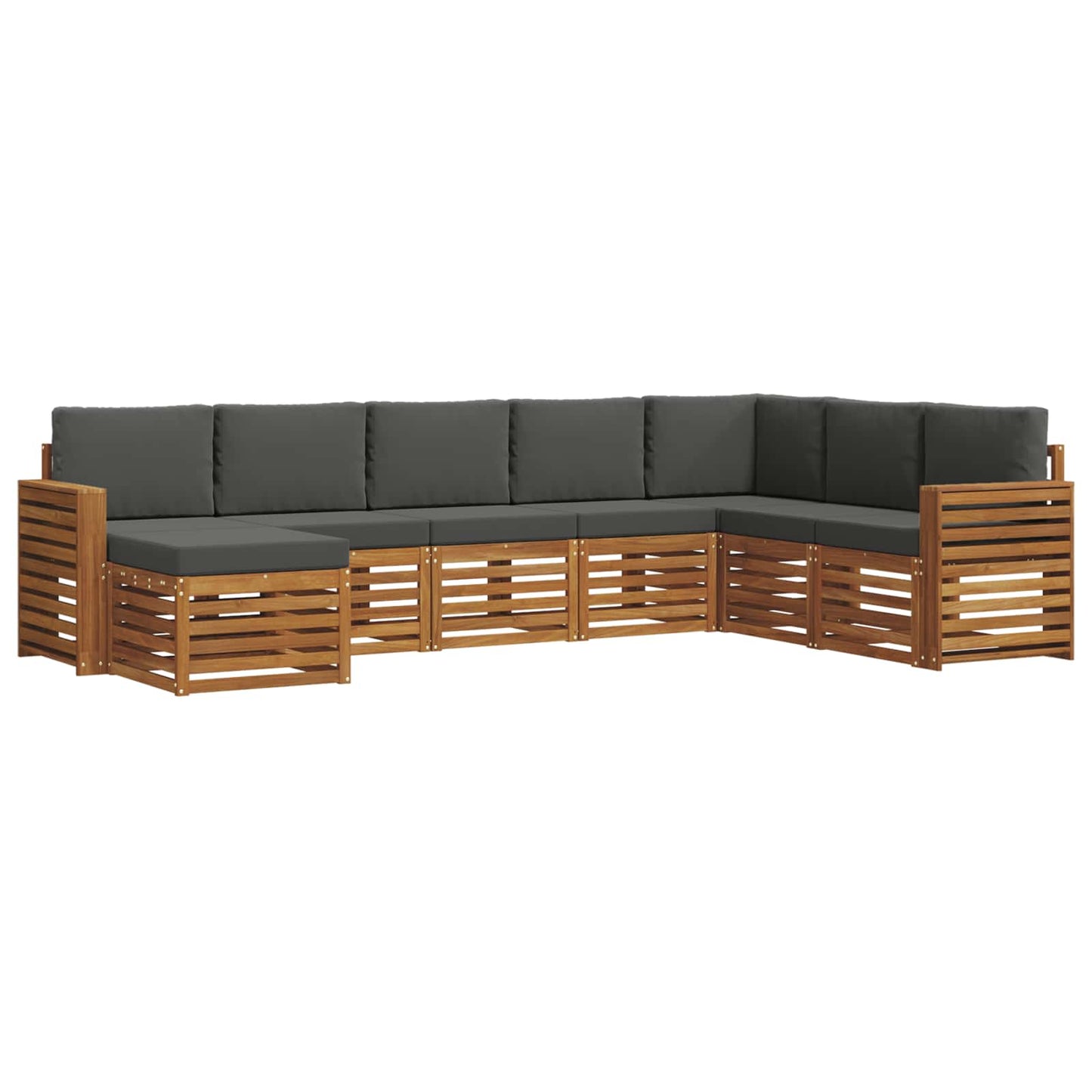 Set divani 8 pcs Naturale e Antracite Legno di Acacia Massello
