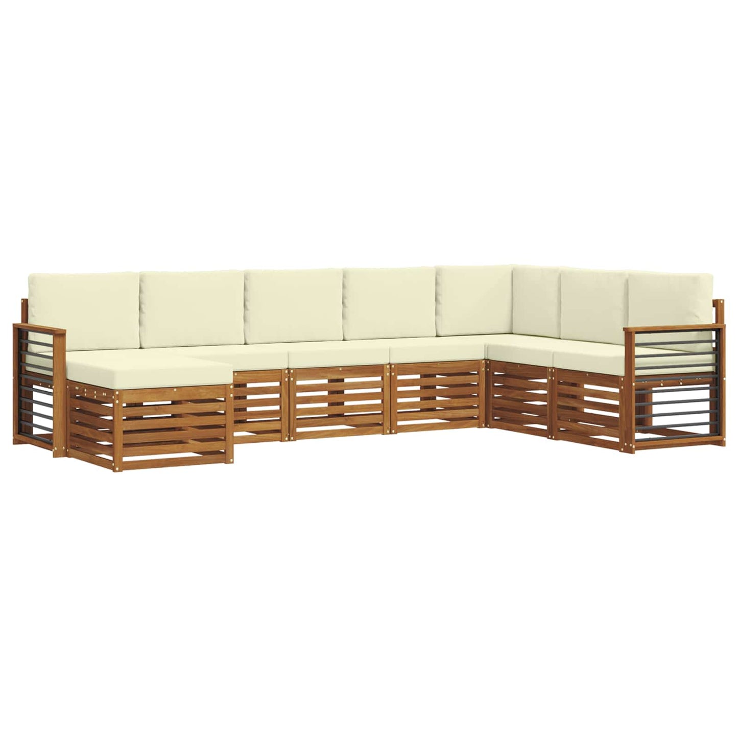 Set divani 8 pcs Naturale e Crema Legno di Acacia Massello