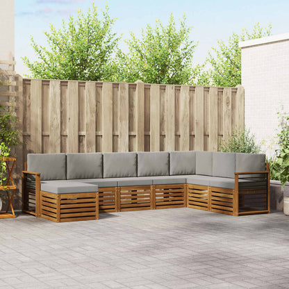 Set divani con cuscino 8 pcs Grigio Naturale e Chiaro