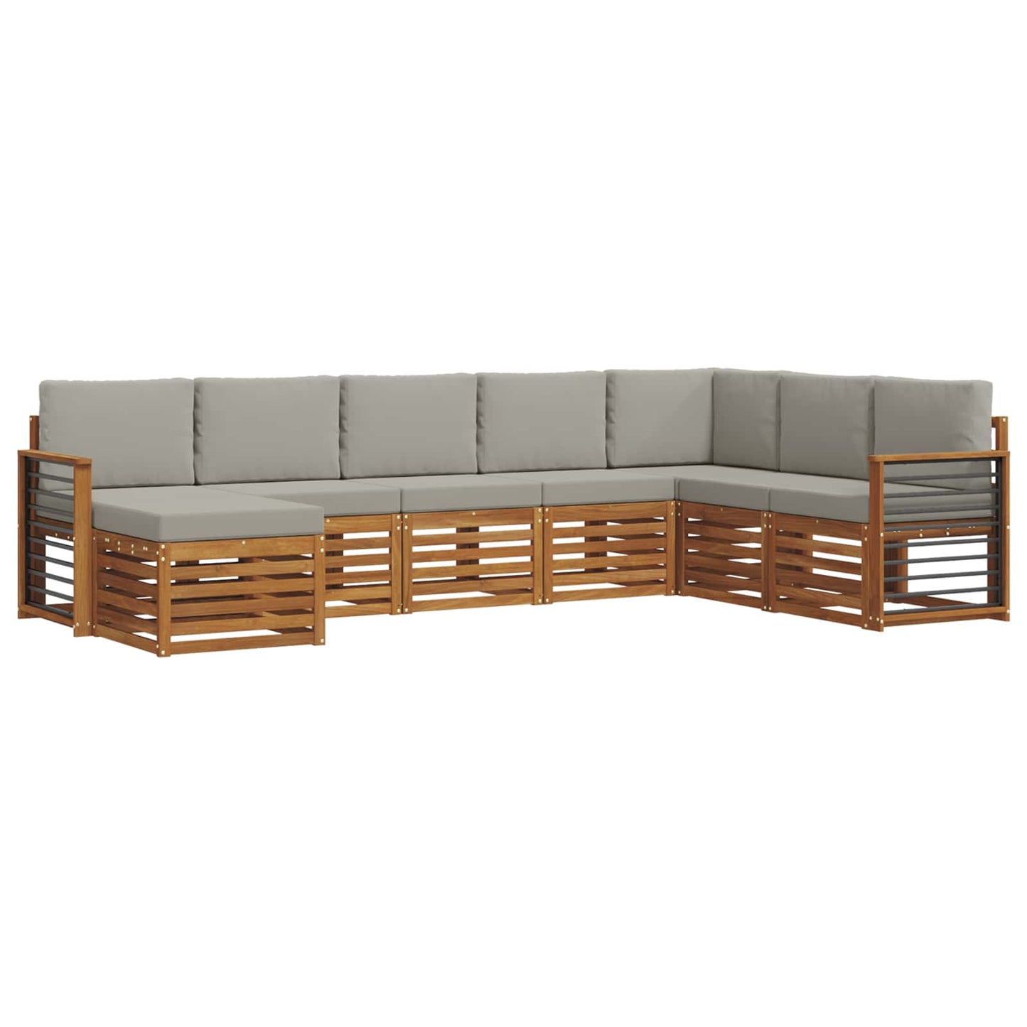 Set divani con cuscino 8 pcs Grigio Naturale e Chiaro