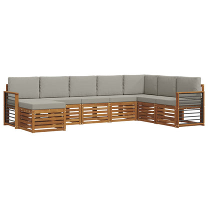 Set divani con cuscino 8 pcs Grigio Naturale e Chiaro