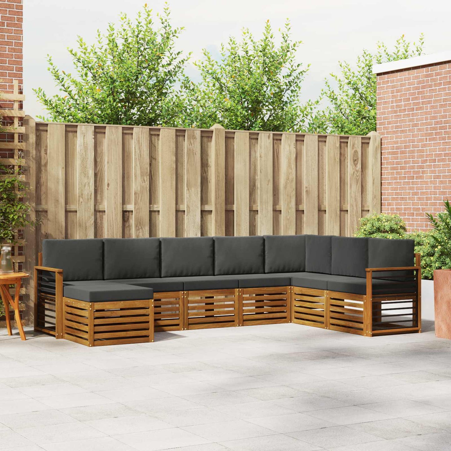 Set divani 8 pcs Naturale e Antracite Legno di Acacia Massello