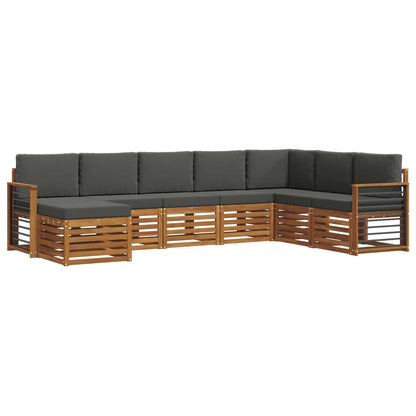 Set divani 8 pcs Naturale e Antracite Legno di Acacia Massello