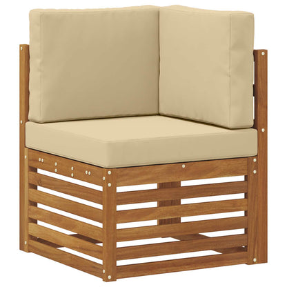 Set divani 8 pcs Naturale e Beige Legno di Acacia Massello