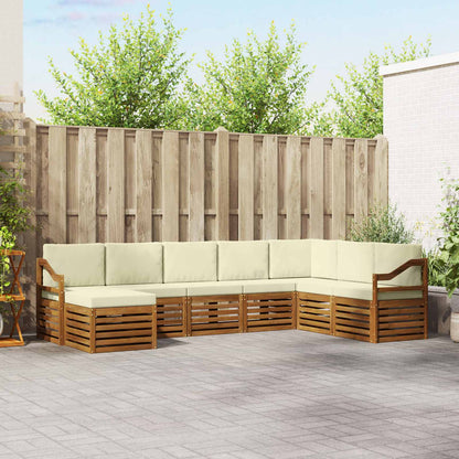 Set divani 8 pcs Naturale e Crema Legno di Acacia Massello