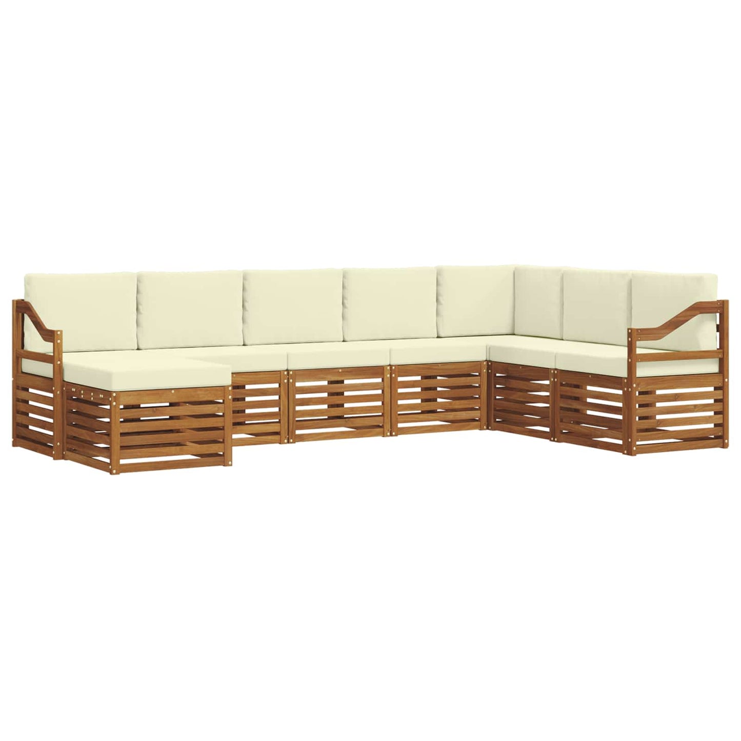Set divani 8 pcs Naturale e Crema Legno di Acacia Massello