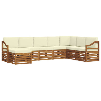 Set divani 8 pcs Naturale e Crema Legno di Acacia Massello