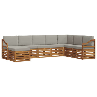 Set divani con cuscino 8 pcs Grigio Naturale e Chiaro