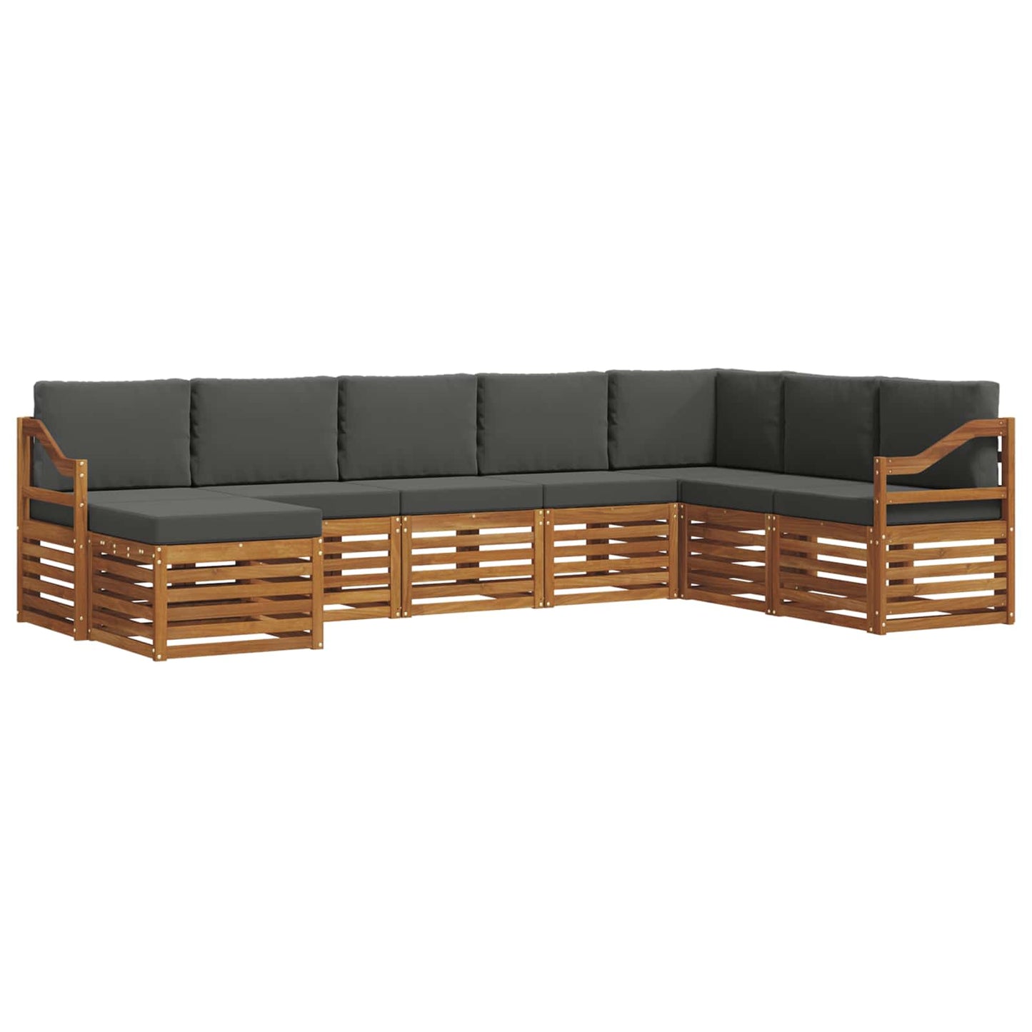 Set divani 8 pcs Naturale e Antracite Legno di Acacia Massello