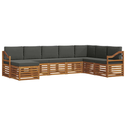 Set divani 8 pcs Naturale e Antracite Legno di Acacia Massello