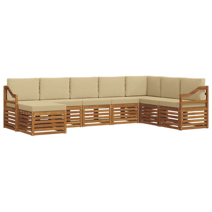 Set divani 8 pcs Naturale e Beige Legno di Acacia Massello