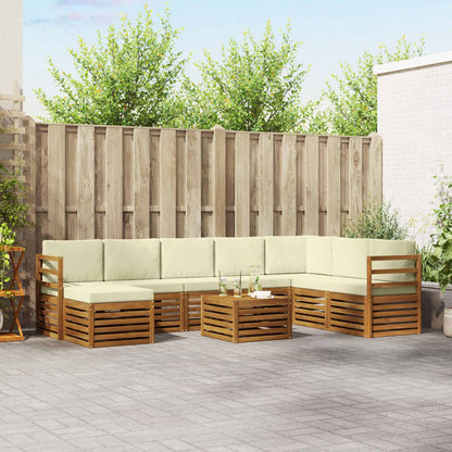 Set divani 9 pcs Naturale e Crema Legno di Acacia Massello