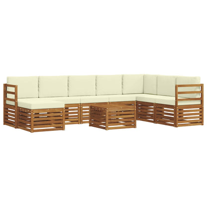 Set divani 9 pcs Naturale e Crema Legno di Acacia Massello