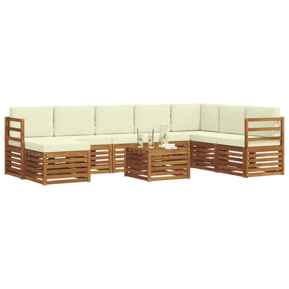Set divani 9 pcs Naturale e Crema Legno di Acacia Massello