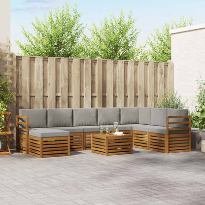 Set divani con cuscino 9 pcs Grigio Naturale e Chiaro