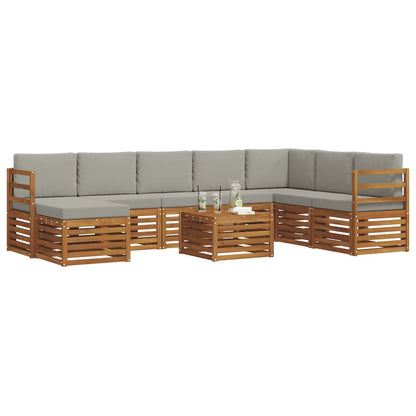 Set divani con cuscino 9 pcs Grigio Naturale e Chiaro