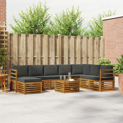 Set divani 9 pcs Naturale e Antracite Legno di Acacia Massello