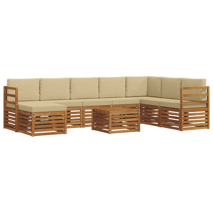Set divani 9 pcs Naturale e Beige Legno di Acacia Massello